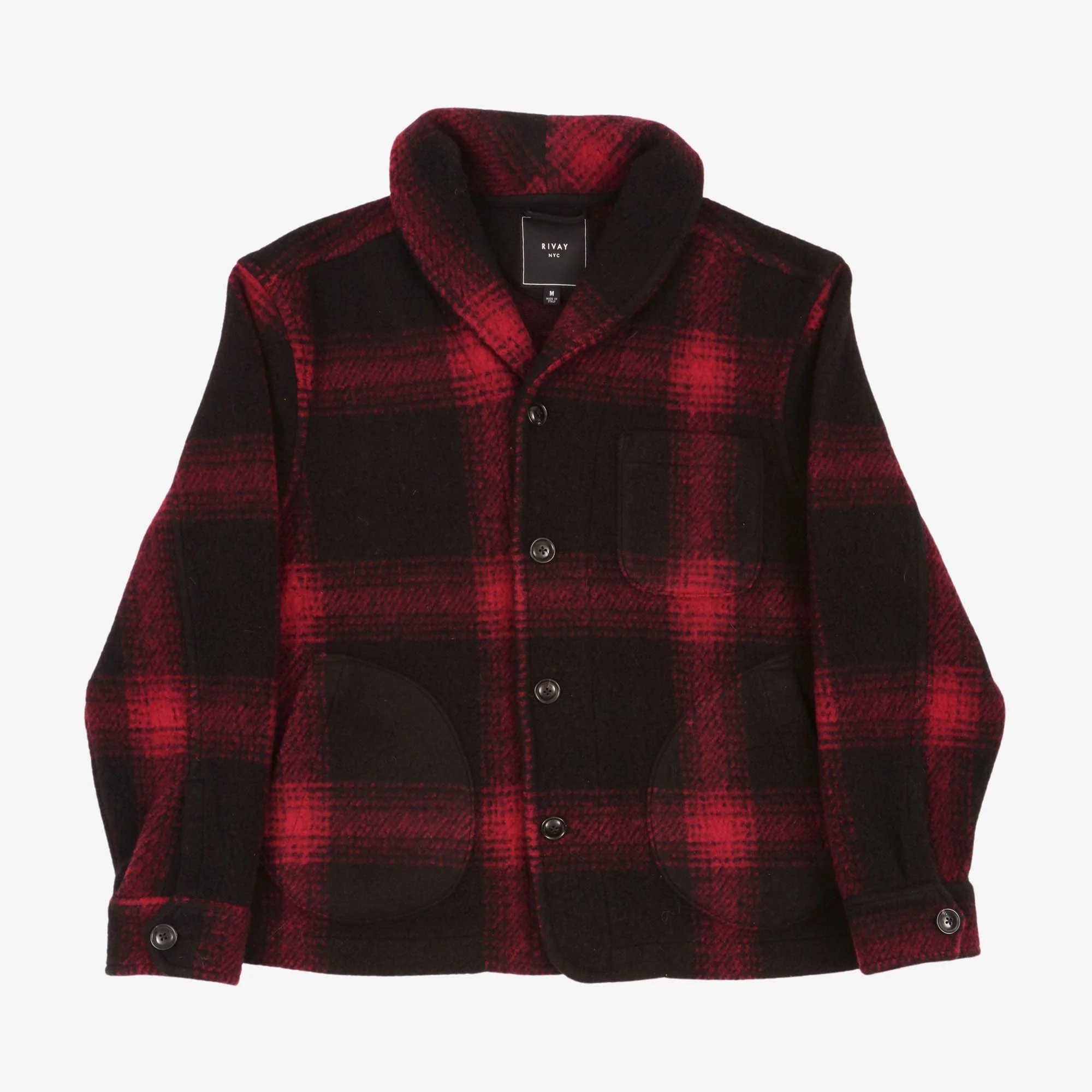 Buffalo Plaid Shawl Collar Jacket