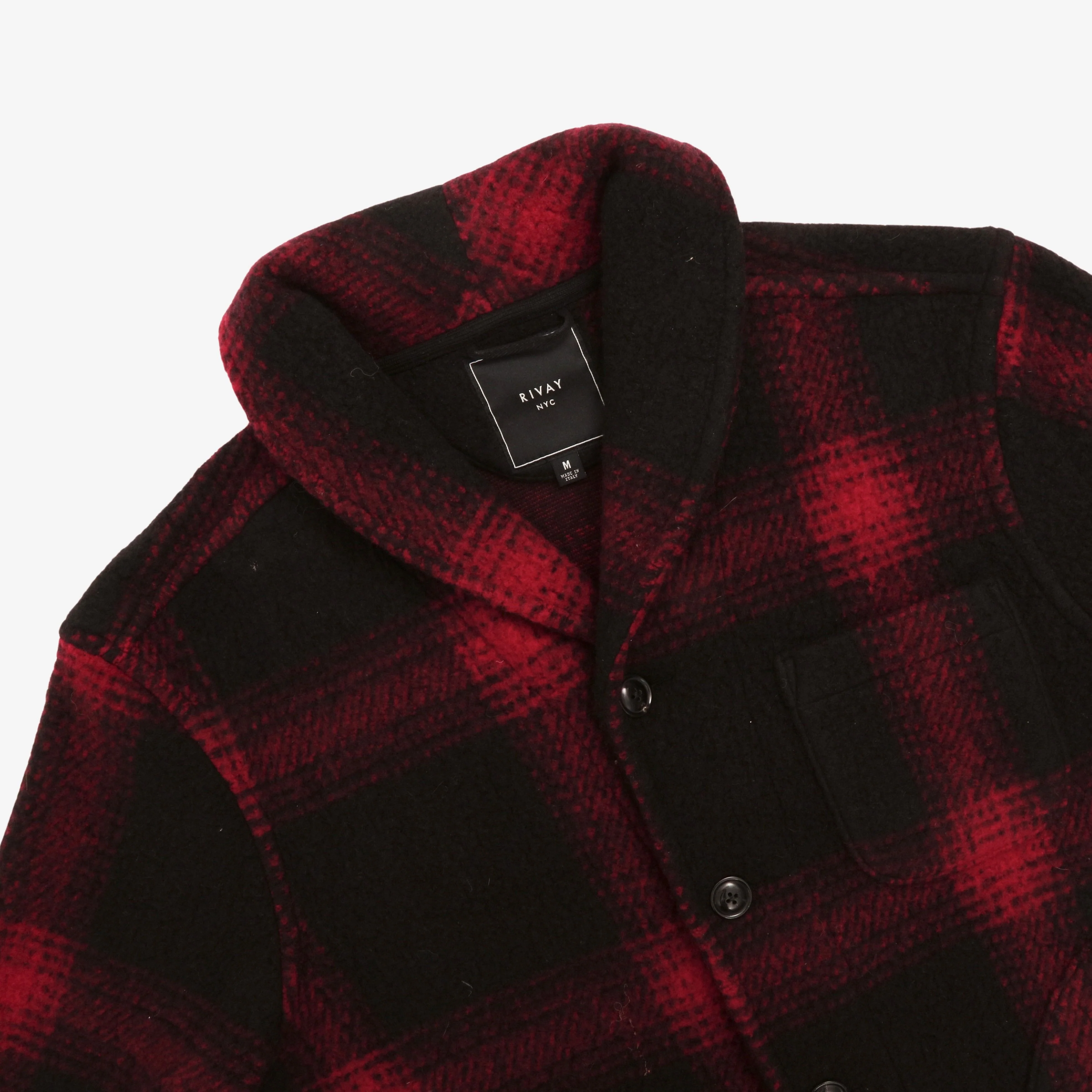 Buffalo Plaid Shawl Collar Jacket - Image 3
