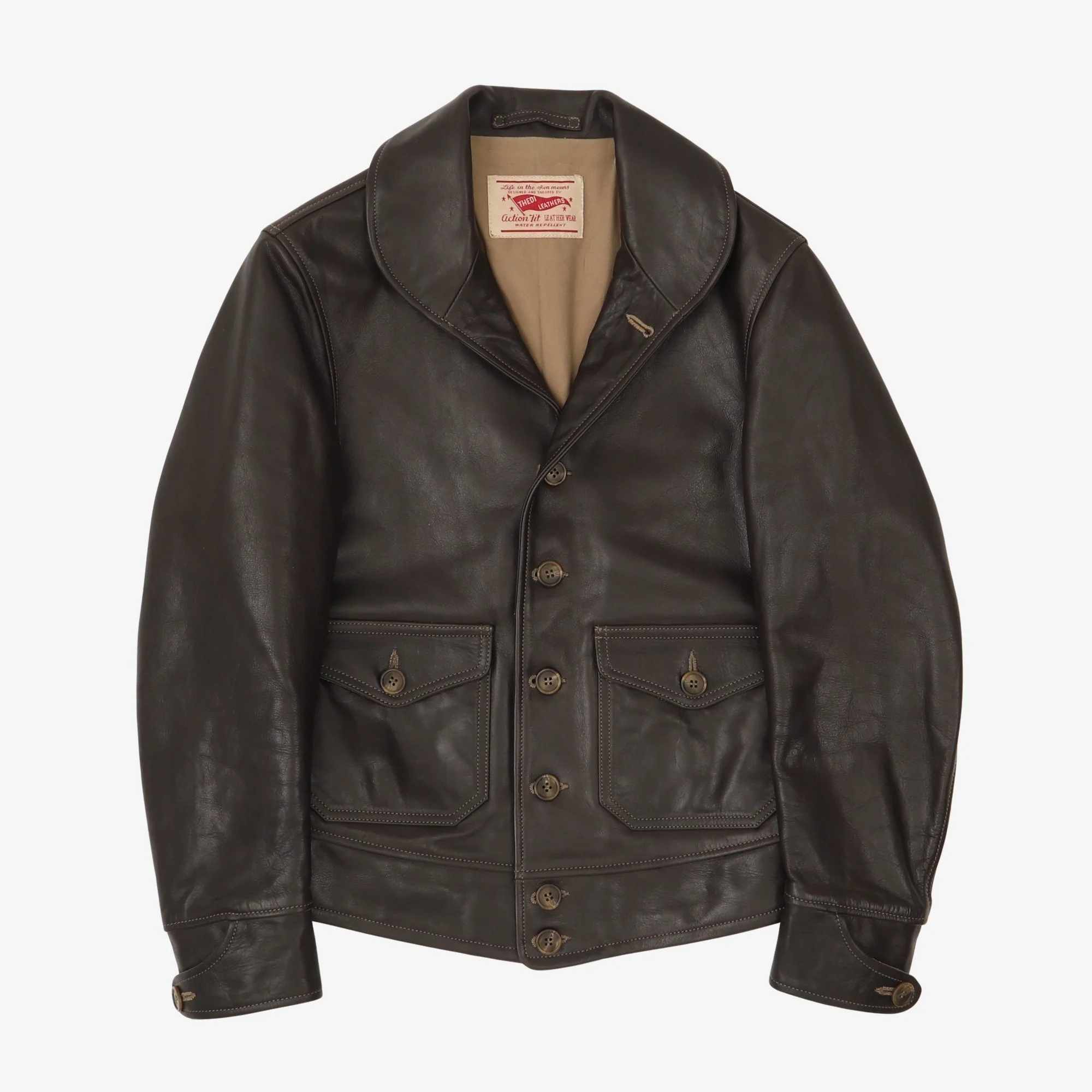 Shawl Collar Leather Jacket