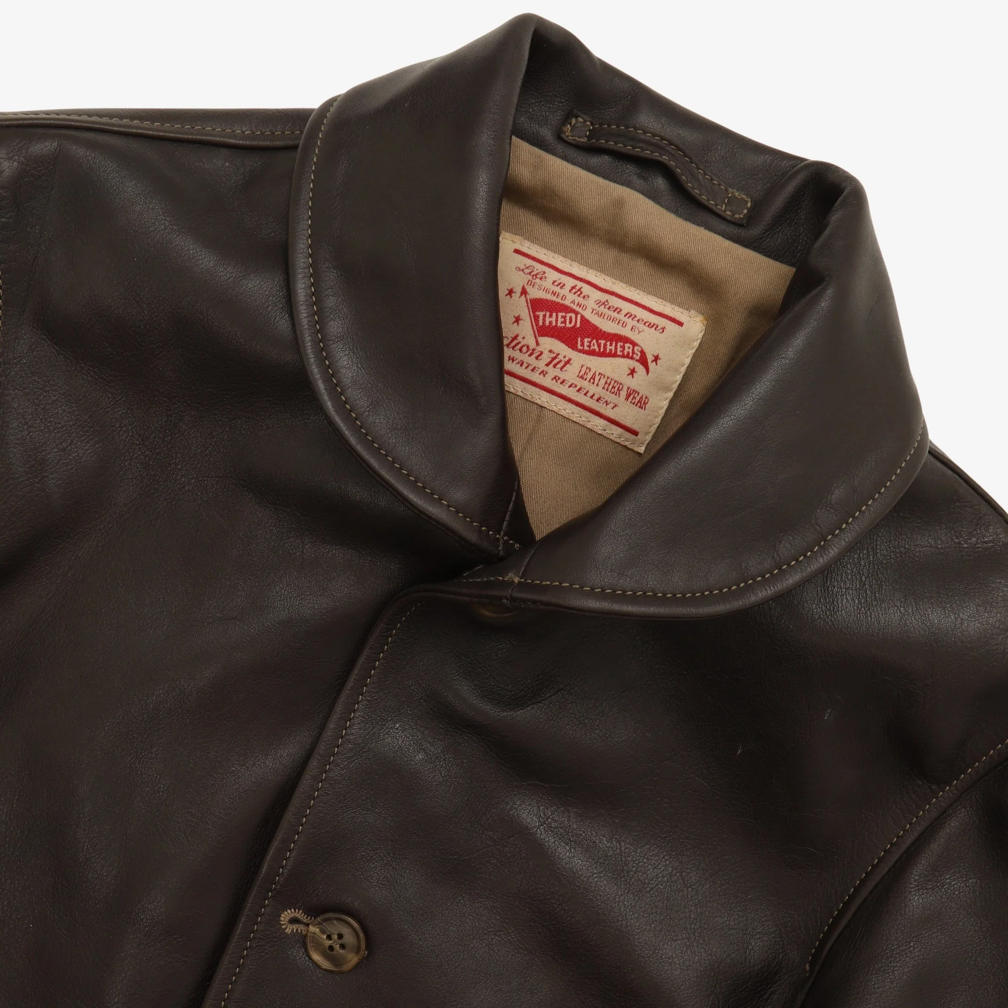 Shawl Collar Leather Jacket - Image 3