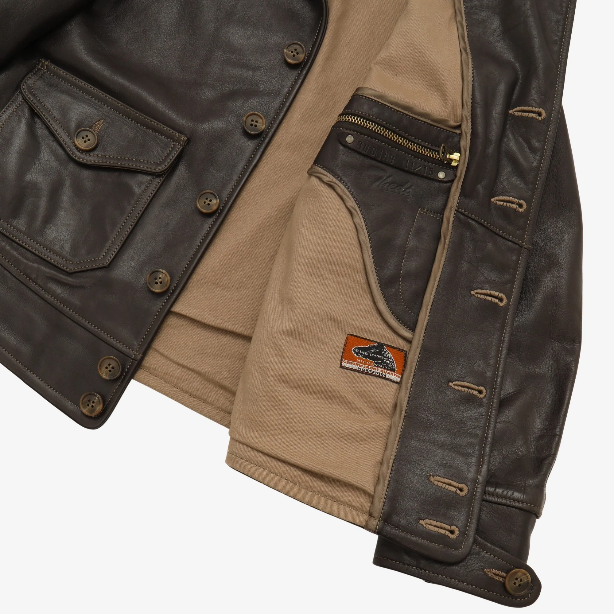 Shawl Collar Leather Jacket - Image 4