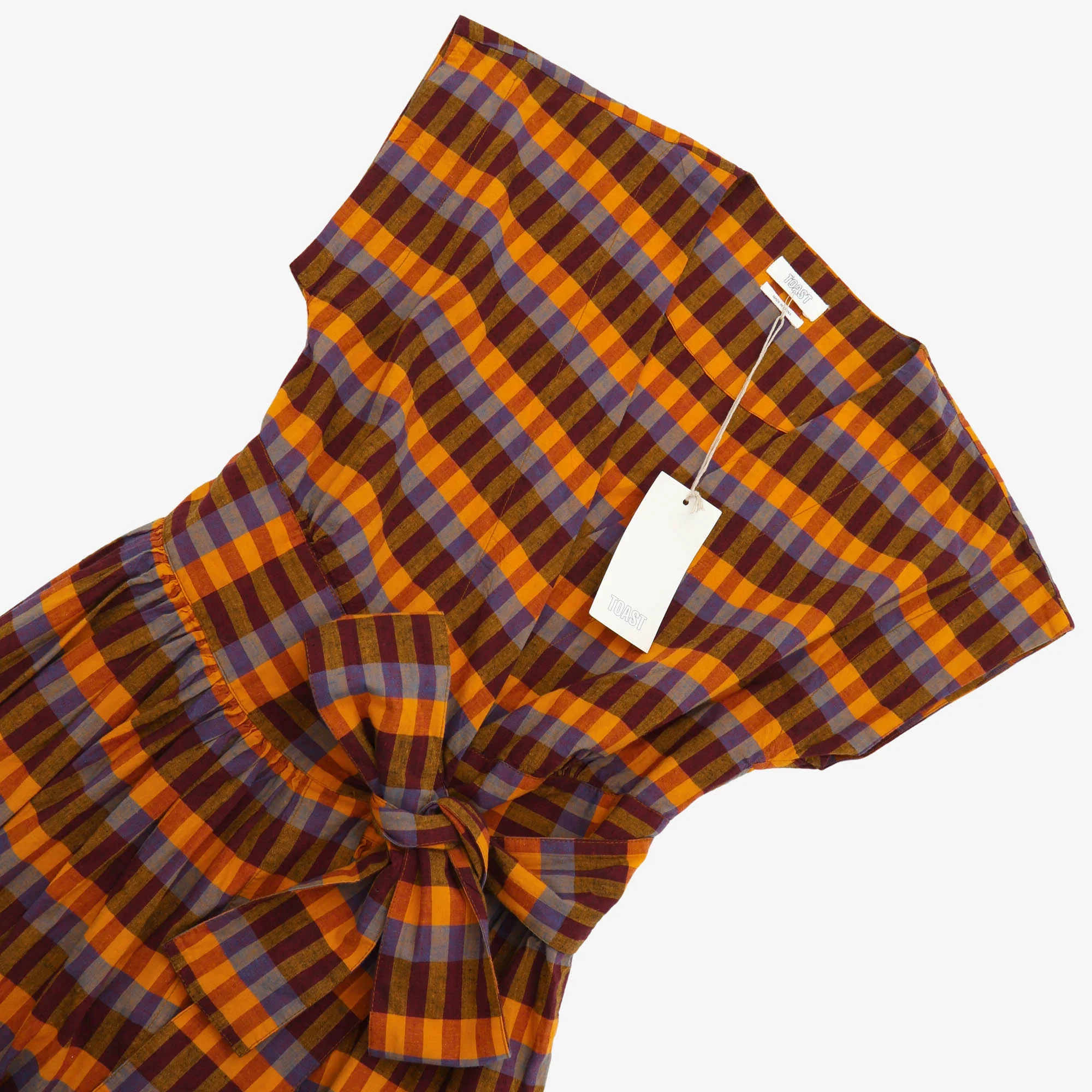 Check Linen Wrap Dress - Image 3