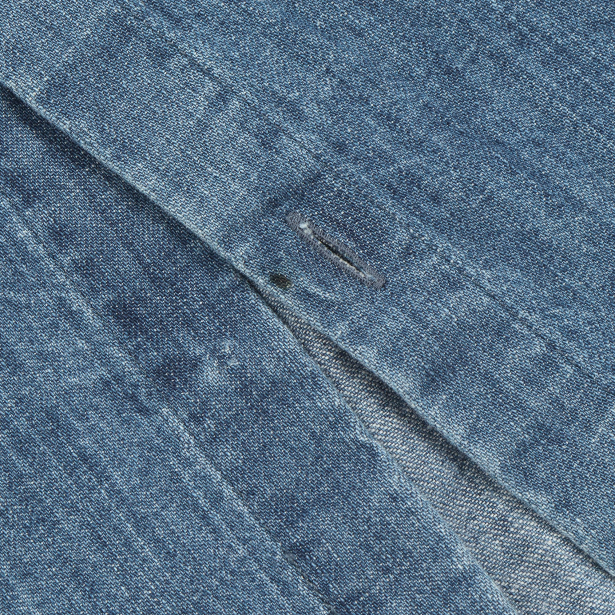 Collarless 3/4 Sleeve Denim Shirt - Image 3