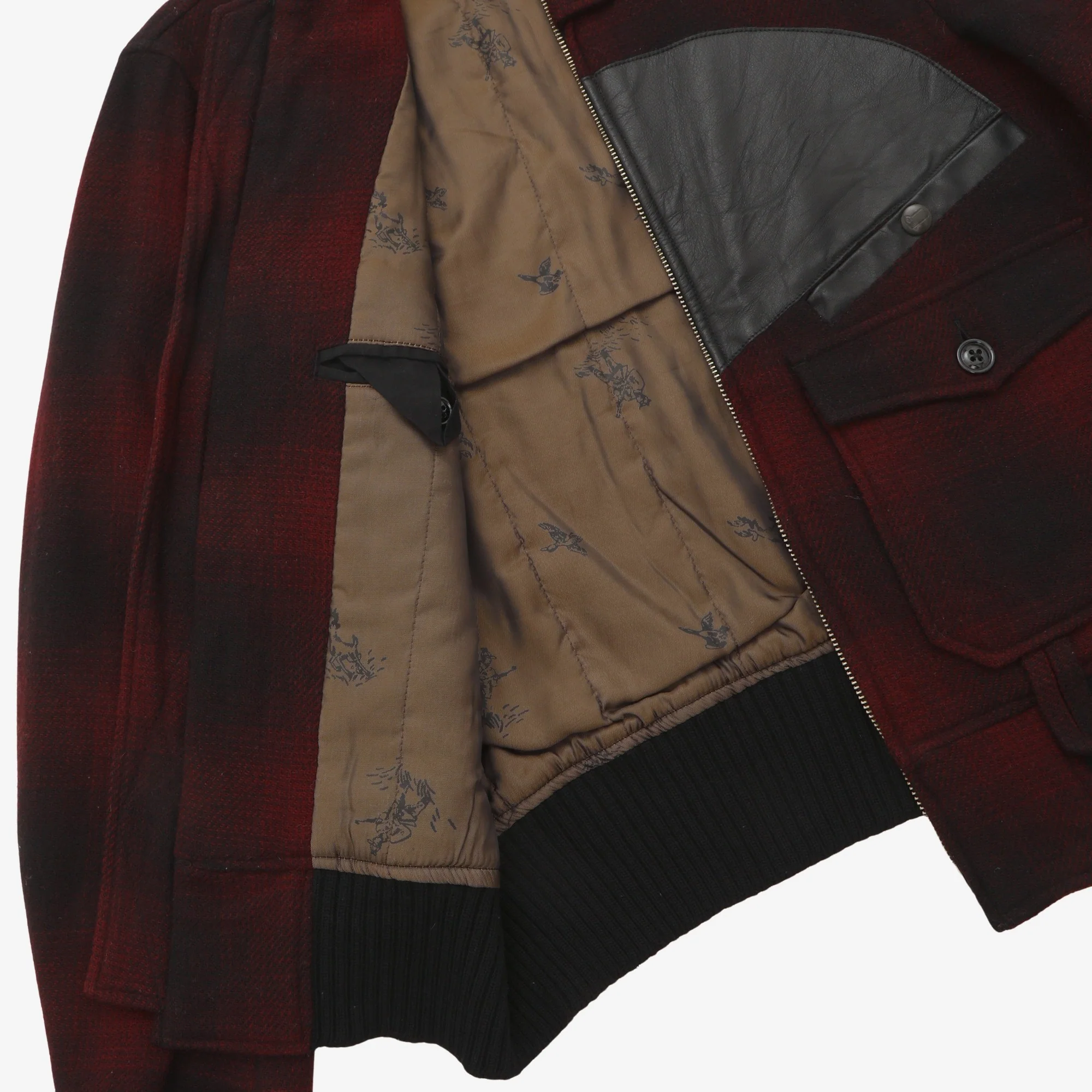 Leather Patch Wool Bomber - Image 4