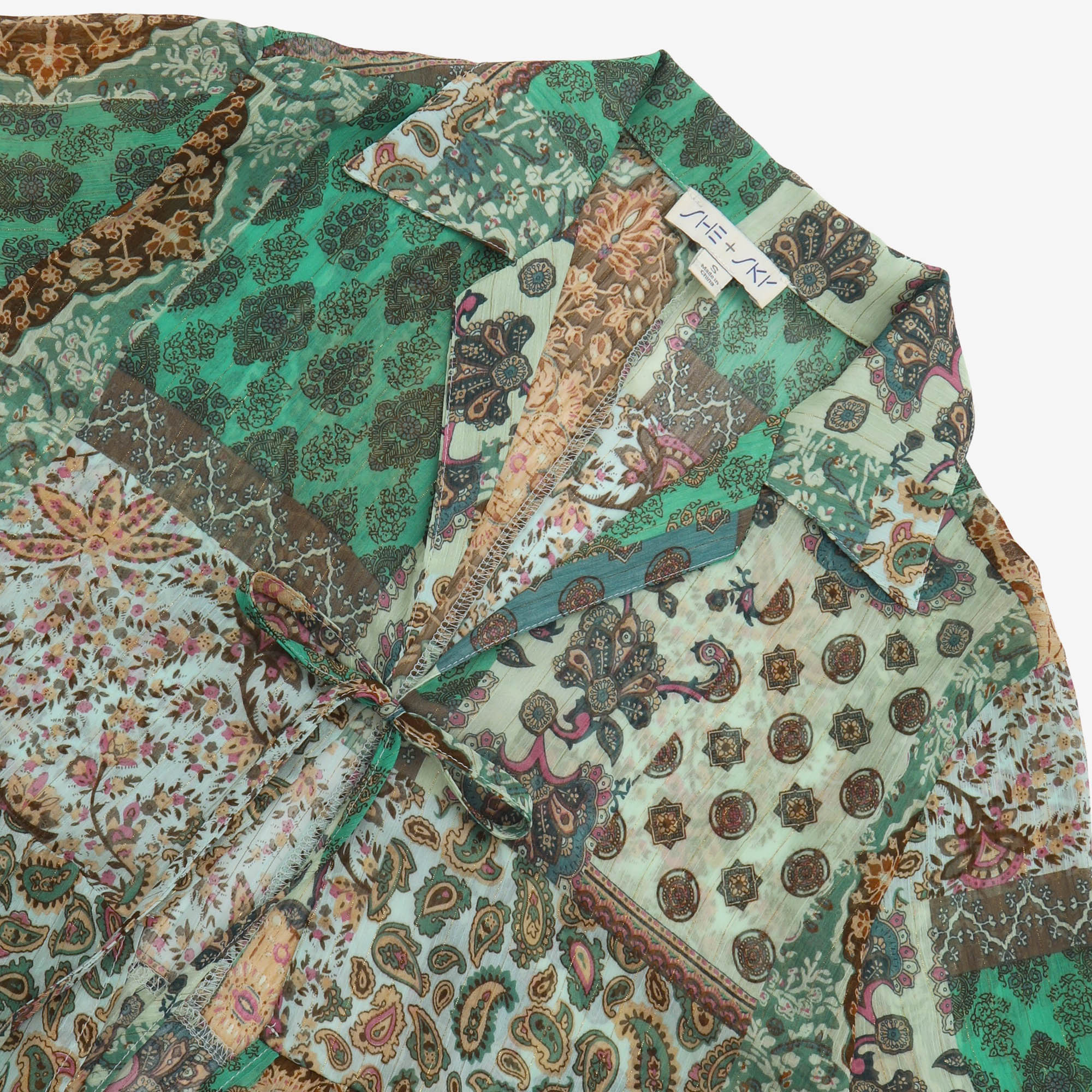 Patchwork Print Bohemian Blouse - Image 3