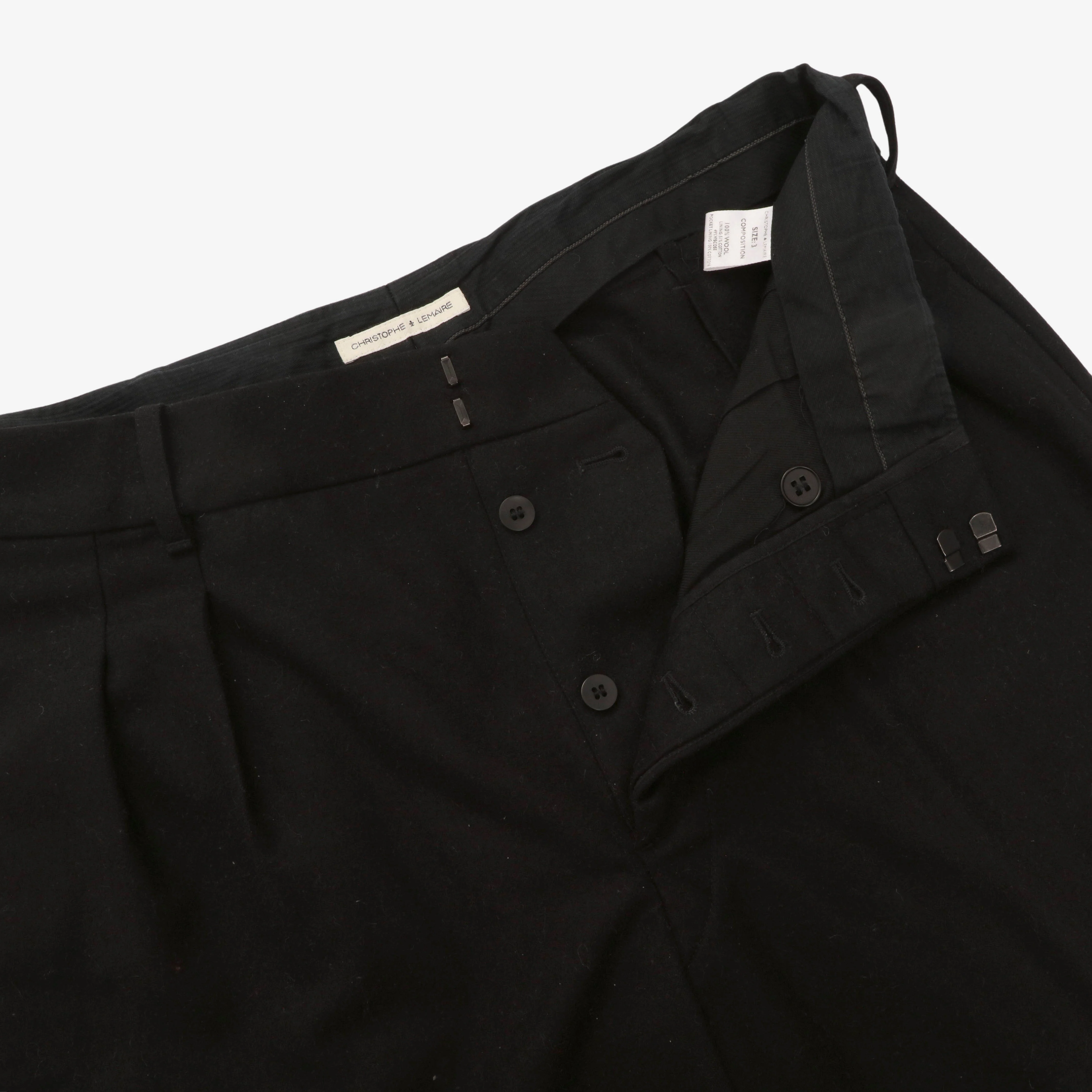 Pleated Wool Trousers (32W X 26L) - Image 3