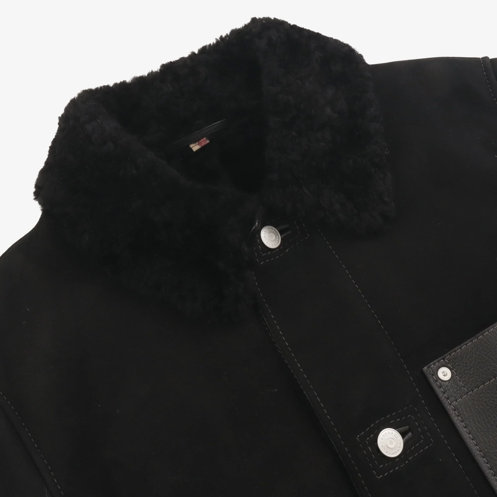 Shearling Collar Contrast Stitch Jacket - Image 3