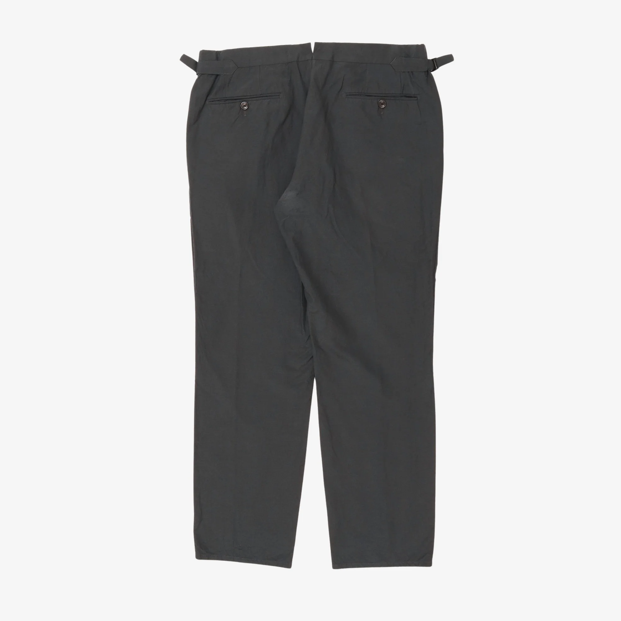 Silk Linen Flat Front Trousers - Image 2