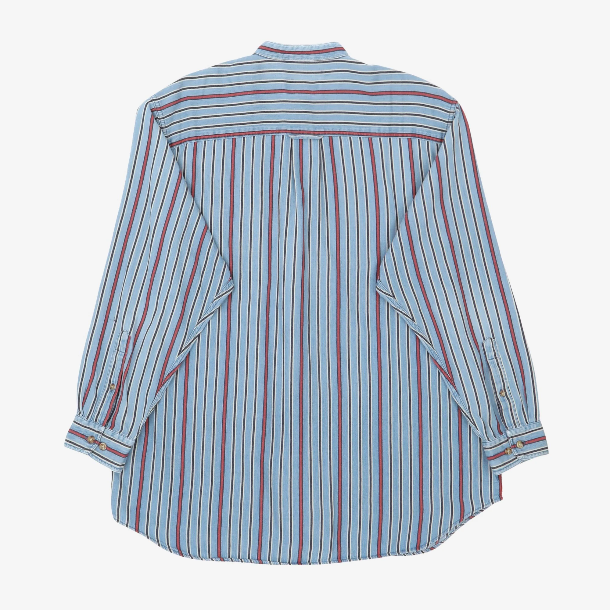 Striped Collarless Shirt - Image 2