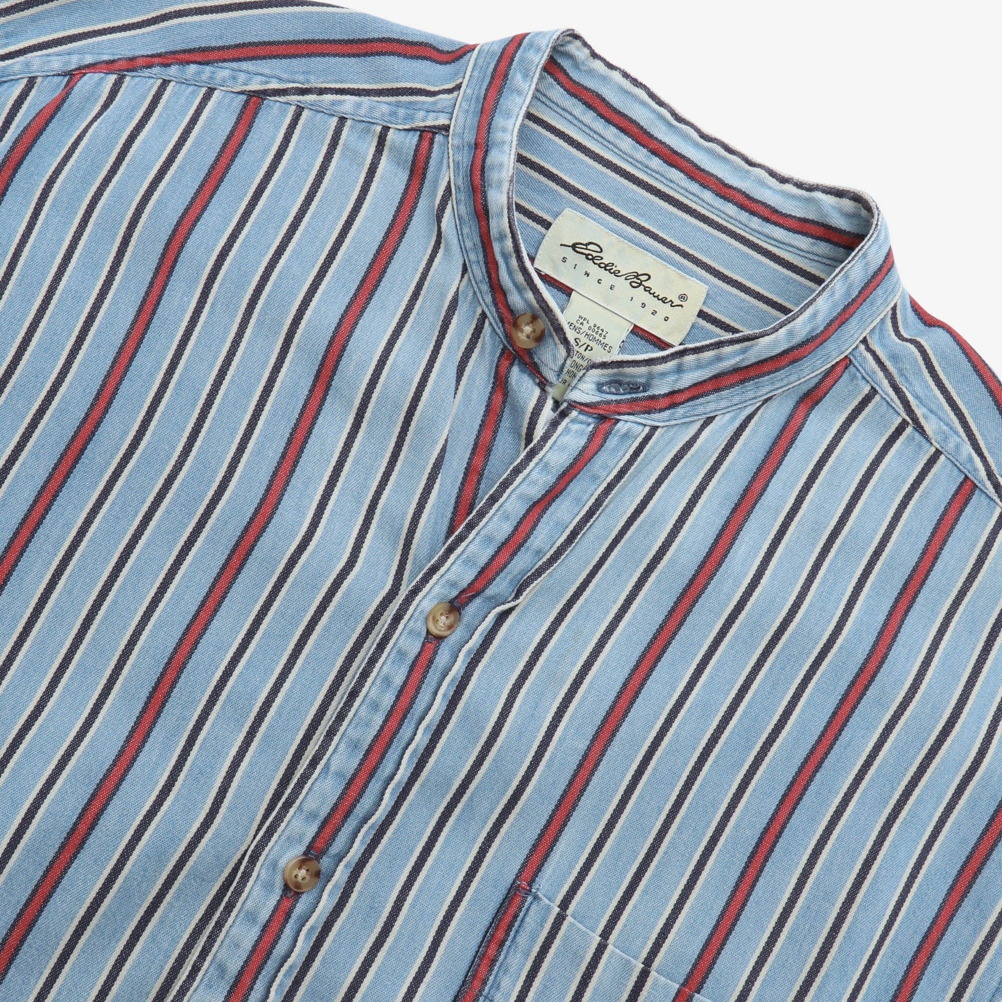 Striped Collarless Shirt - Image 3