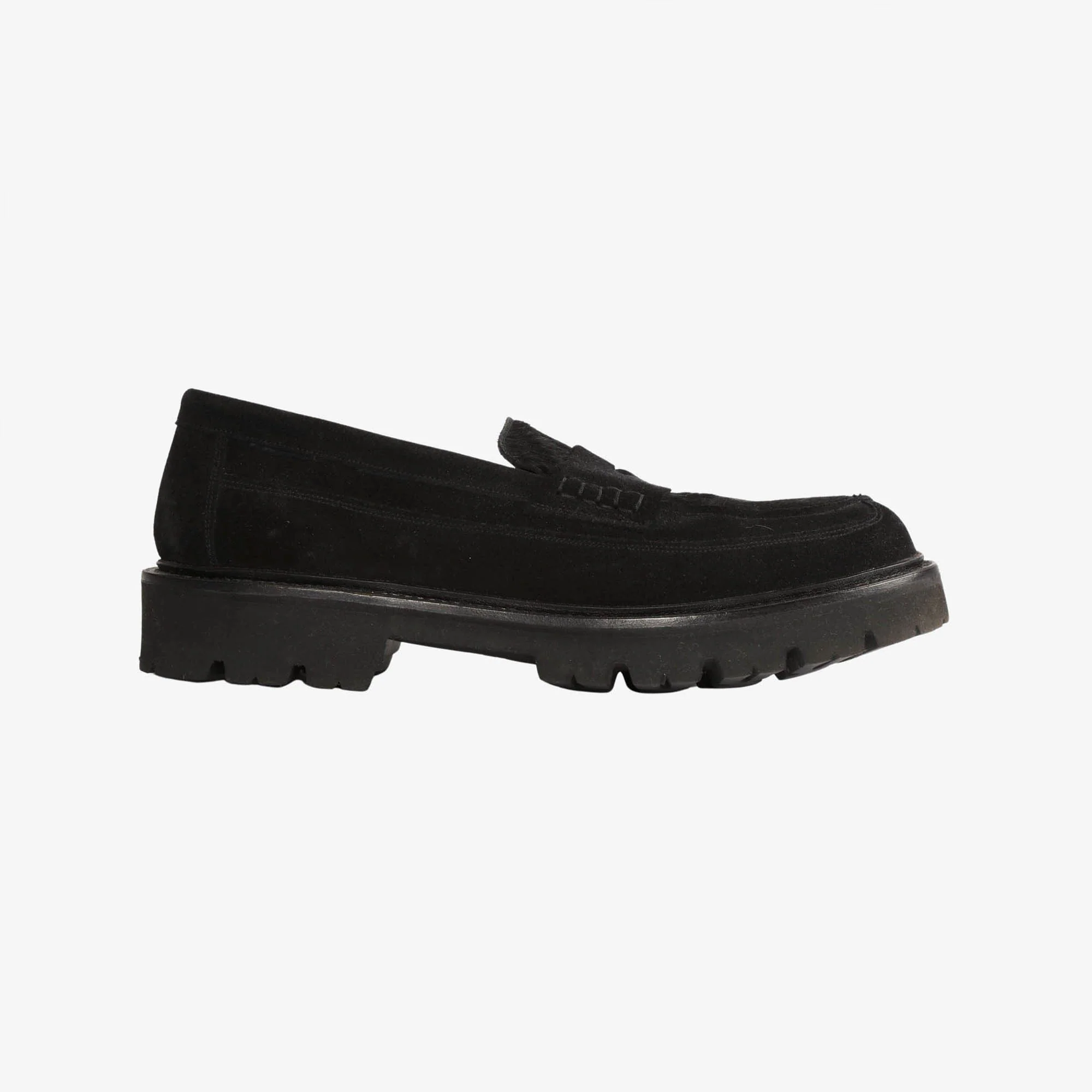 Suede and Calf Hair Penny Loafers