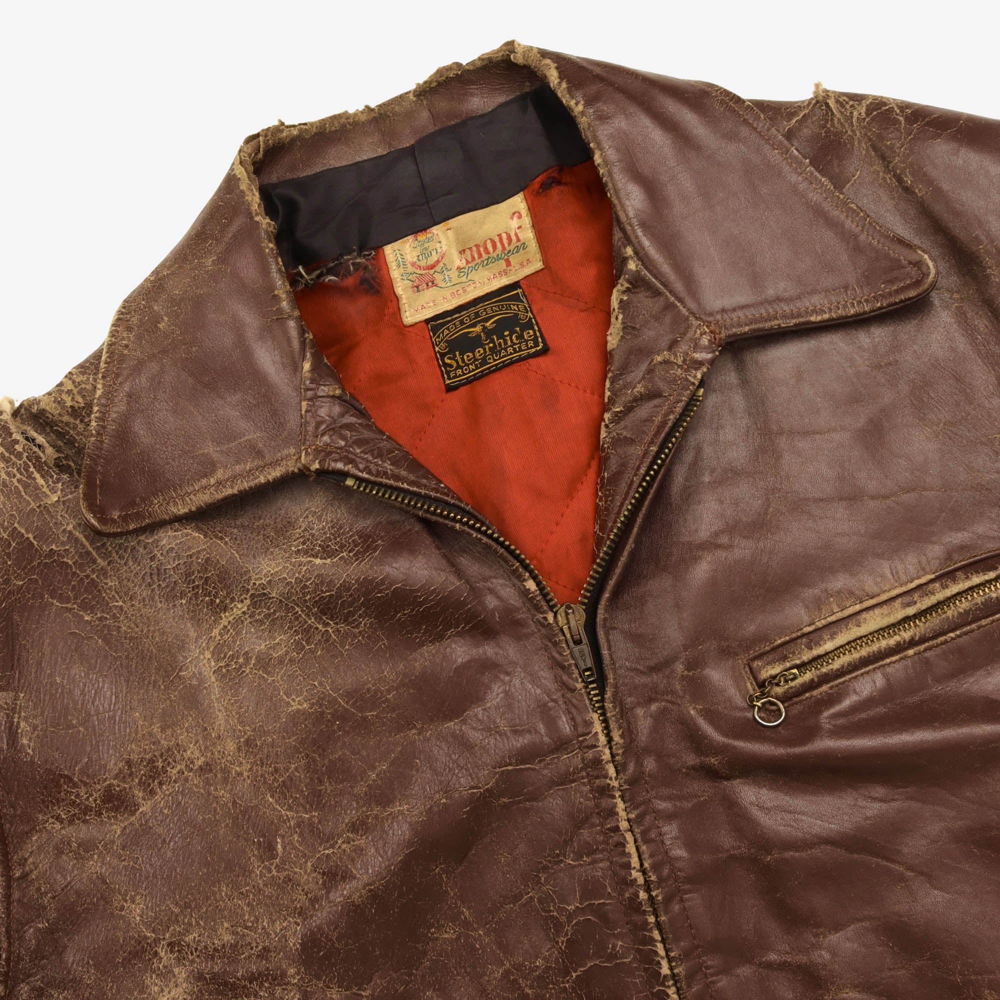 1940s Steerhide Leather Jacket (Knopf) - Image 5